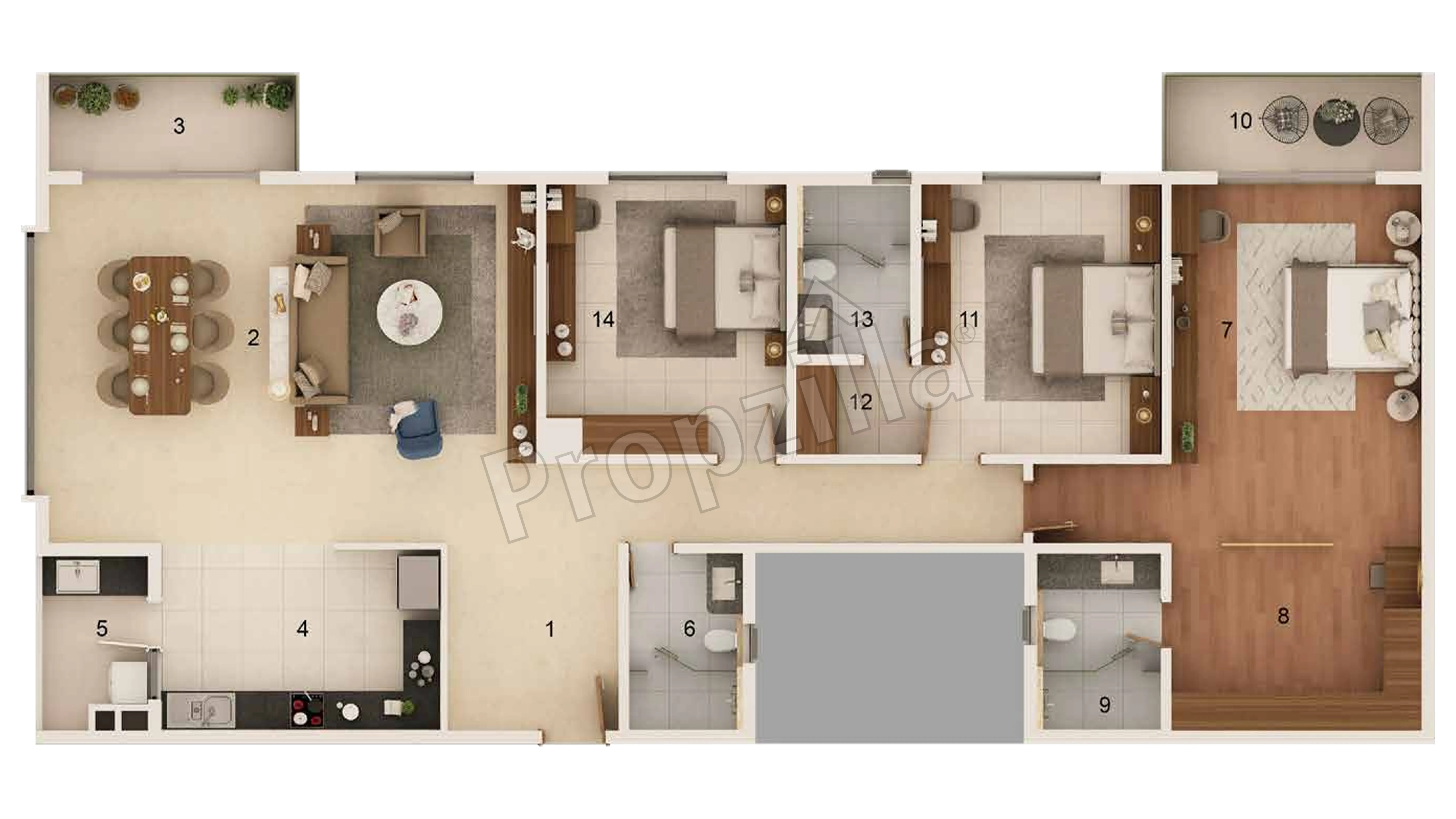 Adarsh Stratuss 3 BHK Floor Plan